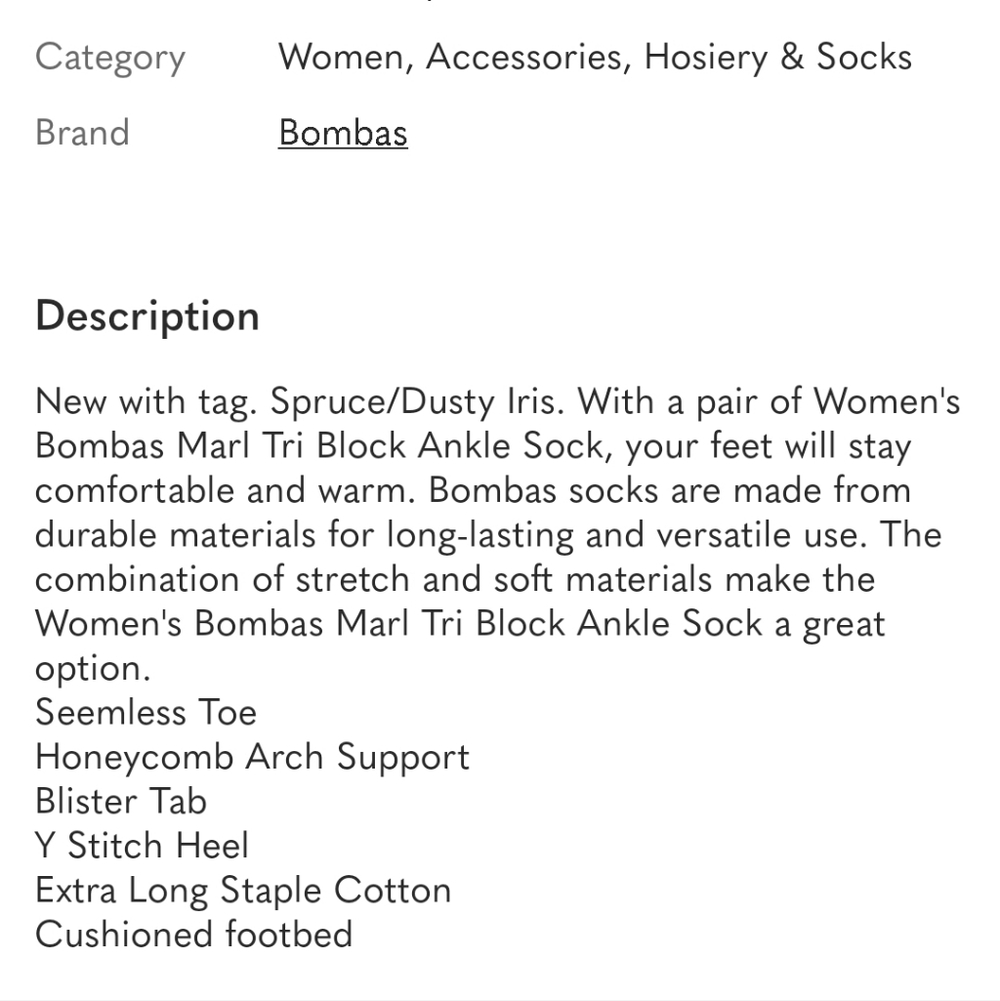 /3/ BOMBAS TRI-BLOCK ANKLE SOCKS /UNISEX/ SIZE: LARGE - Picture 3 of 3